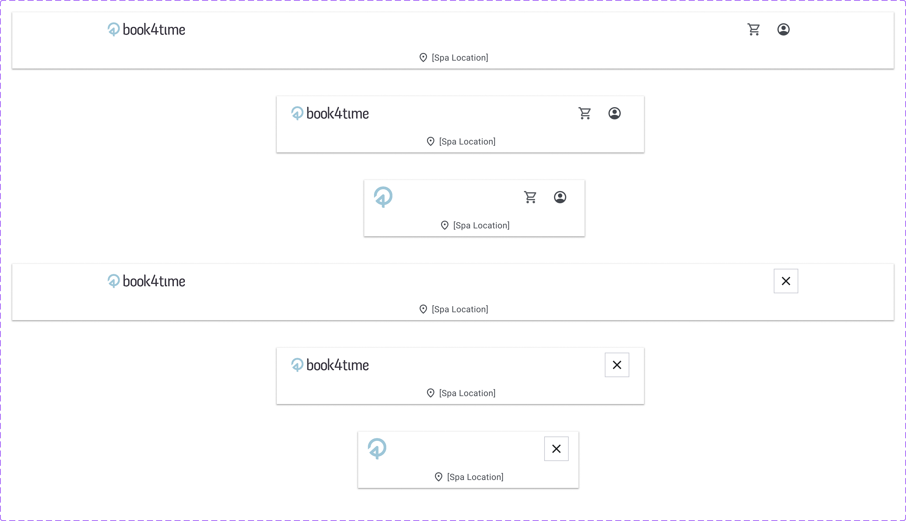 Navigation bar component variants across desktop, tablet, and mobile breakpoints